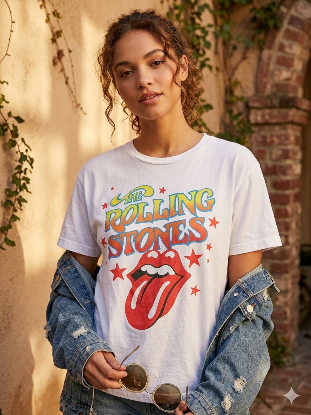 Day The Rolling Stones White Tee with Red Tongue Graphic 1989 tour tee size M